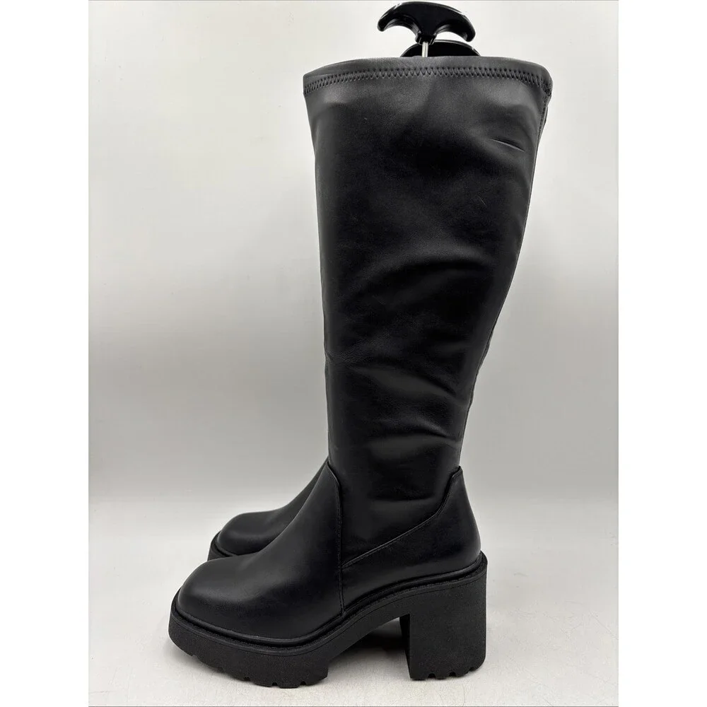 Madden Girl Women's Paxx Knee High Boot Black Faux Leather Size 8 M - Picture 3 of 5